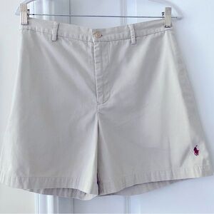 Ralph Lauren Short Womens Khaki Polo Short Red Pony Cotton, Size 10